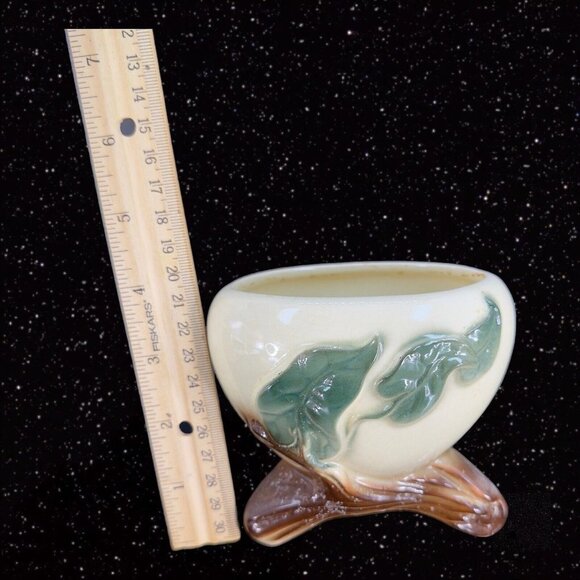 Royal Copley Footed Philodendron Planter Vase Vintage Old Pottery Ceramic 4"Tall - Picture 4 of 11